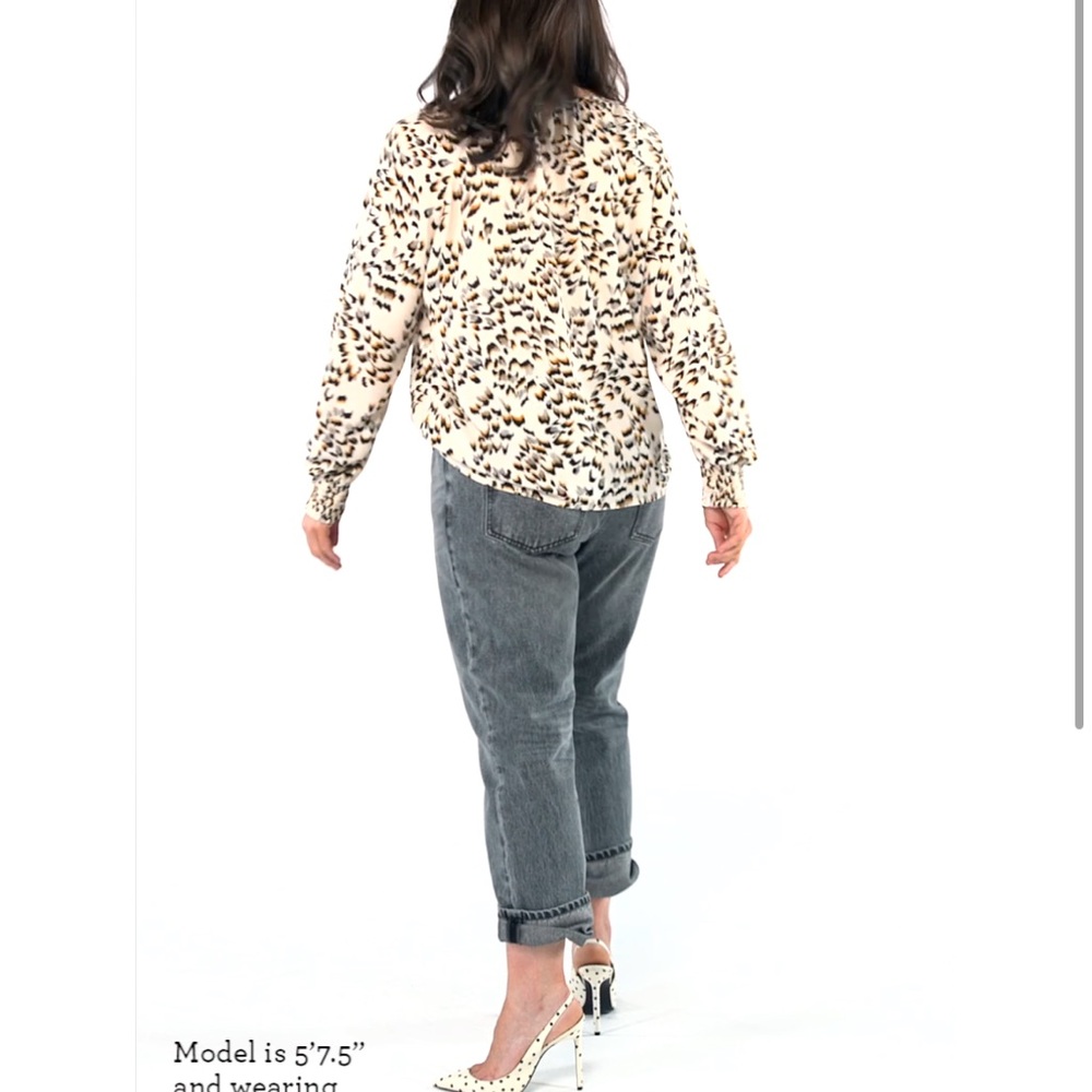 CAbi Round Trip Cream and Brown Blouse with Peter Pan Collar - Picture 4 of 10